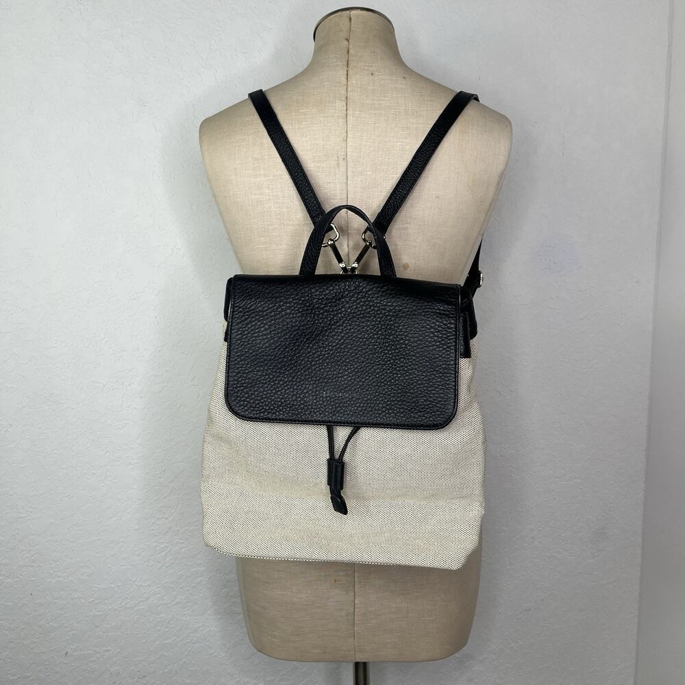 Levenger Canvas Backpack with leather straps and flap, office, work, school